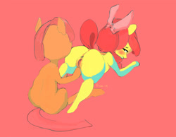 Size: 900x699 | Tagged: explicit, artist:php91, apple bloom, babs seed, applecest, blushing, butt, dead source, female, foalcon, g4, imported from derpibooru, incest, lesbian, looking back, nudity, plot, ship:appleseed, shipping, vulva