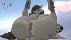Size: 1280x720 | Tagged: explicit, artist:snuddy, oc, oc:caring hearts, 3d, ahegao, anthro, balls, banned from derpibooru, big breasts, breasts, cloud, female, full body, full nelson, hips, horsecock, huge breasts, imported from twibooru, male, missing cutie mark, mother, mother and child, mother and son, nudity, open mouth, pegasus, penis, plantigrade anthro, platform heels, platform sandals, rumble, sandals, shotacon, size difference, sky, smiling, smug, son, source filmmaker, tongue out, underage, vagina, vulva, wide hips, wip, young