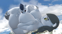 Size: 1280x720 | Tagged: explicit, artist:snuddy, oc, oc:caring hearts, 3d, anthro, balls, banned from derpibooru, big breasts, breast milk, breastfeeding, breasts, cloud, female, full body, hips, huge breasts, imported from twibooru, male, milking, missing cutie mark, mother, mother and child, mother and son, nudity, pegasus, penis, plantigrade anthro, platform heels, platform sandals, rumble, sandals, shotacon, size difference, sky, smiling, smug, son, source filmmaker, suckling, underage, vagina, vulva, wide hips, wip, young