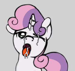 Size: 1280x1226 | Tagged: explicit, artist:mostazathy, sweetie belle, cum, facial, female, foalcon, g4, implied straight, imported from derpibooru, mayonnaise, open mouth, solo, solo female, tongue out, wink