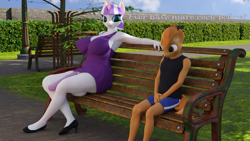 Size: 2560x1440 | Tagged: explicit, artist:littlesocks3, button mash, 3d, anthro, banned from derpibooru, clothes, dress, earth pony, futa, imported from twibooru, intersex, male, public, shotacon, shy, twilight velvet, underage, unicorn