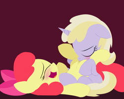 Size: 4000x3200 | Tagged: explicit, artist:dtcx97, apple bloom, blushing, cunnilingus, dinky hooves, duo, duo female, earth pony, eyes closed, female, females only, floppy ears, foalcon, g4, horn, imported from derpibooru, lesbian, nudity, on back, open mouth, oral, pony, sex, ship:dinkybloom, shipping, simple background, smiling, unicorn, vaginal secretions, vulva