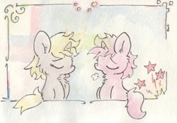 Size: 961x670 | Tagged: questionable, artist:slightlyshade, dinky hooves, female, foalcon, g4, horn, horngasm, imported from derpibooru, masturbating together, masturbation, ruby pinch, traditional art