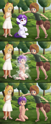 Size: 5000x12000 | Tagged: explicit, artist:salemcat, oc, oc:starchaser, banned from derpibooru, colt, cute, daaaaaaaaaaaw, foal, fox tail, horn, imported from twibooru, kitsune, leaf, male, pony, pony to human, raccoon tail, shotacon, species swap, tanooki, transformation, underage, unicorn, unicorn oc