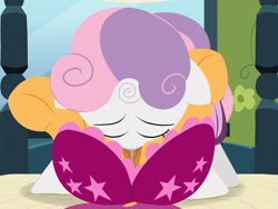 Size: 3200x2400 | Tagged: explicit, artist:dtcx97, scootaloo, sweetie belle, comic:scootaloo & sweetie's night, 69 position, anatomically correct, bed, butt, clothed sex, clothes, cunnilingus, dark genitals, female, foalcon, g4, high res, imported from derpibooru, lesbian, nudity, oral, scootabutt, sex, ship:scootabelle, shipping, underhoof, vaginal secretions, vulva