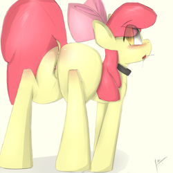 Size: 4580x4580 | Tagged: explicit, artist:majikplant420, apple bloom, absurd resolution, anus, butt, collar, drool, female, foal, foalcon, g4, imported from derpibooru, lollipop, nudity, plot, ponut, solo, solo female, vagina, vaginal secretions, vulva, vulvar winking