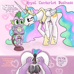 Size: 1500x1500 | Tagged: explicit, artist:smudge proof, princess celestia, spike, alicorn, anatomically correct, anus, balls, bedroom eyes, butt, clitoris, comic, commission, crotchboobs, crown, dark genitals, dialogue, dragon, dragon on pony action, eye contact, female, foalcon, g4, heart, hemipenis, horseshoes, imported from derpibooru, interspecies, jewelry, looking at each other, male, male pov, nipples, nudity, offscreen character, penis, peytral, plot, ponut, pony, pov, princess molestia, pseudoincest, regalia, sheath, ship:spikelestia, shipping, sitting, small penis, speech bubble, spread pussy, spreading, straight, teats, vagina, vaginal secretions, vulva