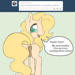 Size: 919x921 | Tagged: explicit, artist:daisybud, oc, anatomically correct, anus, cute, dark genitals, female, filly, foal, foalcon, imported from derpibooru, looking back, nudity, oc only, ponut, pony, solo, solo female, speech bubble, tumblr, unicorn, vulva