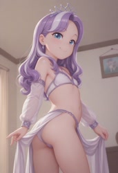 Size: 832x1216 | Tagged: questionable, diamond tiara, ai content, ai generated, belly button, breasts, clothes, delicious flat chest, female, human, humanized, imported from twibooru, jewelry, lolicon, panties, sexy, small breasts, solo, tiara, underage, underwear