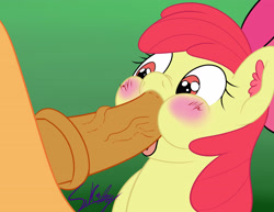 Size: 3850x2975 | Tagged: explicit, artist:swordkirby, apple bloom, scootaloo, alternate scenario, blowjob, blushing, ear fluff, earth pony, foalcon, futa, futa scootaloo, g4, high res, imported from derpibooru, intersex, nudity, oral, penis, pony, scene interpretation