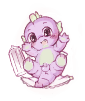 Size: 171x203 | Tagged: explicit, artist:ro, spike, baby, baby bottle, baby spike, babycon, diaper, dragon, foalcon, g4, imported from derpibooru, male, nudity, open diaper, penis, picture for breezies, solo, solo male