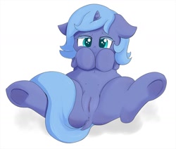Size: 1280x1083 | Tagged: explicit, artist:zokkili, princess luna, alicorn, anus, belly button, butt, colored eyelashes, crotchboobs, cute, cute porn, delicious flat crotch, eyebrows, female, filly, filly luna, foal, foalcon, g4, genitals, hooves to the chest, human vulva on pony, imported from derpibooru, looking at you, lying down, nipples, nudity, on back, plot, pony, presenting, s1 luna, solo, solo female, spread legs, teats, underhoof, vulva, woona, younger