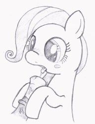 Size: 808x1053 | Tagged: explicit, artist:an-tonio, fluttershy, blushing, derpibooru exclusive, female, filly, foal, foalcon, g4, horsecock, imported from derpibooru, male, monochrome, nudity, penis, straight, traditional art, younger