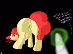 Size: 2048x1536 | Tagged: explicit, artist:007delta, apple bloom, sweetie belle, anus, ass up, bloom butt, blushing, butt, clitoral stimulation, clitoris, face down ass up, female, foalcon, g4, genitals, imported from derpibooru, lesbian, magic, magical stimulation, nudity, plot, ponut, pony, presenting, ship:sweetiebloom, shipping, text, tongue out, vagina, vaginal secretions, vulva, wet