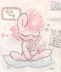 Size: 681x808 | Tagged: explicit, artist:slightlyshade, pinkie pie, blushing, clopping, female, filly, foal, foalcon, foodplay, g4, ice cream, imported from derpibooru, masturbation, nudity, solo, solo female, sprinkles, traditional art, vagina, vaginal secretions