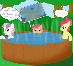 Size: 2000x1800 | Tagged: explicit, artist:lazyfable, apple bloom, rainbow dash, scootaloo, sweetie belle, blushing, cunnilingus, cutie mark crusaders, female, foalcon, g4, imported from derpibooru, lesbian, licking, nudity, oral, outdoor sex, outdoors, pony, sex, sex in the water, ship:scootadash, shipping, shivering, source needed, stealth sex, swimming pool, thrill of almost being caught, tongue out, under the surface, underwater, vulva, water