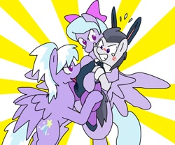 Size: 600x500 | Tagged: explicit, artist:kushina13, angry, bedroom eyes, bunny ears, bunny suit, clothes, cloudchaser, cock worship, colt, crossdressing, drool, female, flitter, foal, foalcon, g4, glare, grin, gritted teeth, hape, imported from derpibooru, legwear, leotard, licking, male, mare, mare on colt, pantyhose, pegasus, pixiv, playboy bunny, pony, rumble, rumble gets both the mares, rumble rabbit, ship:flitterumble, ship:flitterumblechaser, ship:rumblechaser, shipping, smirk, spread wings, straight, straight shota, teary eyes, tongue out, trio, wide eyes, wingboner, wings