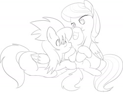 Size: 1687x1287 | Tagged: explicit, artist:mcsadat, cloudchaser, featureless crotch, featureless crotch sex, female, flitter, foal, foalcon, g4, group sex, happy, hoofing, hug, imported from derpibooru, lesbian, male to female, monochrome, nudity, pegasus, pony, rule 63, rumble, rumble gets both the mares, sex, ship:flitterumblechaser, sketch, softcore, spread legs, threesome, trio, tumble, vulva