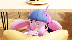 Size: 3840x2160 | Tagged: explicit, artist:pyp, twilight sparkle, alicorn, anthro, banned from derpibooru, bottomless, breasts, burger, busty twilight sparkle, chair, child, clothes, complete nudity, cum, dining room, faceless male, facial, female, food, french fries, hamburger, happy, happy sex, high res, horn, imported from twibooru, kneeling, male, male pov, nudity, offscreen character, one eye closed, partial nudity, penis, plantigrade anthro, plate, pov, sex, shotacon, sitting, size difference, small penis, smaller male, straight, straight shota, table, twibooru original, twilight is a foal fiddler, under the table, wings