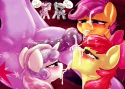 Size: 3466x2480 | Tagged: explicit, artist:dimwitdog, apple bloom, diamond tiara, scootaloo, silver spoon, sweetie belle, twilight sparkle, :p, ahegao, alicorn, apple bloom's bow, bedroom eyes, blowjob, blushing, bow, cmc foursome, cmc threesome, cock worship, creampie, crown, cum, cum in mouth, cum on hair, cum on nose, cum on tongue, cum string, cutie mark crusaders, derp, dialogue, earth pony, facial, faic, female, filly, floppy ears, foal, foalcon, futa, futa on female, futa on filly, futa twilight sparkle, g4, glasses, hair bow, harem, horn, horsecock, imported from derpibooru, intersex, jealous, jewelry, multiple blowjob, my little pony: friendship is magic, nudity, observer, open mouth, oral, oral creampie, pegasus, penis, pimplight, pony, regalia, scene parody, sex, sexy, ship:scootabelle, ship:scootatwi, ship:silvertiara, ship:sweetiebloom, ship:sweetiebloomaloo, ship:twibelle, ship:twibloom, shipping, sitting, smiling, snowballing, tongue out, triple blowjob, twilight is a foal fiddler, twilight time, unicorn, vulgar