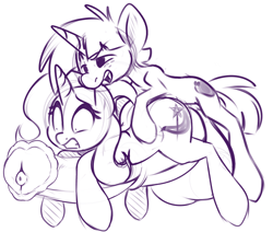 Size: 725x648 | Tagged: explicit, artist:sb, balls, bedroom eyes, big balls, big penis, colt, do not want, duo, eyes on the prize, female, foal, foalcon, g4, grin, horsecock, hyper, hyper penis, hyper snails, imminent sex, imported from derpibooru, impossible fit, impossibly large balls, impossibly large penis, lying down, lying on cock, male, mare, monochrome, nudity, open mouth, penis, pony, ship:trails, shipping, sketch, smiling, snails, straight, trixie, unicorn