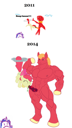 Size: 1528x2704 | Tagged: explicit, artist:mspaintponies, apple bloom, oc, oc:twilight panda, anthro, big macintosh, cum, fetish, foalcon, g4, green semen, imported from derpibooru, loop-de-hoop, mspaintponies, muscle fetish, oral, tumblr