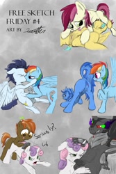 Size: 853x1280 | Tagged: explicit, artist:xanthor, button mash, rainbow dash, sweetie belle, oc, 69 position, :t, anthro, anus, ass up, backwards cutie mark, balls, blowjob, blushing, butt, canon x oc, colt, crack shipping, cunnilingus, doggy style, earth pony, face down ass up, female, filly, floppy ears, foal, foalcon, from behind, g4, grin, hoofjob, imported from derpibooru, king sombra, kiss on the lips, kissing, male, nudity, old cutie mark, open mouth, oral, pegasus, plot, pony, presenting, raised tail, rosedrops, roseluck, sex, ship:soarindash, ship:sombrabelle, ship:sweetiemash, shipping, smiling, soarin', spread wings, straight, sunshower raindrops, unicorn, vulva, wingboner, wings