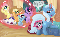 Size: 2000x1248 | Tagged: explicit, artist:smudge proof, applejack, fluttershy, pinkie pie, rainbow dash, rarity, twilight sparkle, comic:the great & maternal trixie, age regression, alicorn, anus, babity, baby, baby dash, baby pie, baby pony, babycon, babyjack, babylight sparkle, babyshy, bare gums, commission, crotchboobs, earth pony, female, fetish, filly, filly pinkie pie, filly rainbow dash, filly rarity, filly twilight sparkle, flutterprey, foal, foalcon, g4, gums, horn, imported from derpibooru, magic, mane six, mare, momma trixie, nipples, no teeth, nudity, pegasus, pinkamena diane pie, pinkie prey, pony, puckered asshole, rariprey, trixie, trixie predamoon, unbirthing, unicorn, vore, vulva, younger