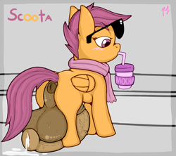 Size: 999x888 | Tagged: explicit, artist:pfh, scootaloo, anus, big penis, cum, dickgirl, drinking, foalcon, futa, futa scootaloo, g4, horsecock, imported from derpibooru, impossibly large balls, impossibly large penis, intersex, nudity, penis, ponut, solo, solo futa, sunglasses, towel