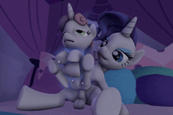Size: 432x288 | Tagged: explicit, artist:fruitymilk, rarity, sweetie belle, 3d, age difference, anal, animated, balls, female, filly, foal, foalcon, from behind, futa, futa on female, futa on filly, futa rarity, g4, gif, imported from derpibooru, incest, intersex, magic, nudity, open mouth, penis, pony, pony on pony action, raricest, reverse cowgirl, sex, ship:raribelle, sitting, smiling, source filmmaker, telekinesis, underhoof