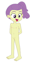 Size: 1900x3612 | Tagged: explicit, artist:gmaplay, anonymous editor, barefoot, edit, equestria girls, feet, female, imported from twibooru, lily pad (g4), lolicon, nude edit, nudity, simple background, solo, solo female, transparent background, underage