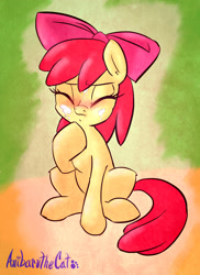 Size: 2550x3507 | Tagged: explicit, artist:anibaruthecat, apple bloom, aftersex, blushing, cum, earth pony, eyes closed, facial, female, filly, foal, foalcon, g4, implied straight, imported from derpibooru, pony, solo, solo female, swallowing