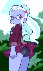 Size: 1152x1920 | Tagged: questionable, artist:drantyno, assisted exposure, butt, clothes, crystal prep academy uniform, equestria girls, female, glasses, human, imported from twibooru, lolicon, looking back, panties, school uniform, see-through, see-through panties, skirt, skirt lift, solo, solo female, sugarcoat, teenager, underage, underwear, upskirt