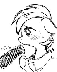 Size: 720x908 | Tagged: explicit, artist:kiriya, big macintosh, earth pony, foalcon, g4, gay, grayscale, imported from derpibooru, male, monochrome, nudity, pony, simple background, stallion, younger
