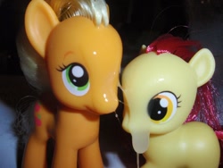 Size: 1024x768 | Tagged: explicit, apple bloom, applejack, brushable, cum, cum on toy, foalcon, g4, imported from derpibooru, irl, merch sexploitation, photo, toy