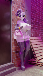 Size: 4320x7680 | Tagged: suggestive, artist:pyp, rarity, 3d, absurd file size, absurd resolution, alley, alleyway, anthro, belly button, big breasts, blender, blender cycles, blushing, boots, bracelet, breasts, busty rarity, choker, clothes, ear piercing, earring, female, fingerless gloves, g4, gloves, handbag, hooped earrings, implied shotacon, implied underage, imported from twibooru, jewelry, latex, lipstick, looking at you, male, nail polish, night, nudity, part of a set, piercing, plantigrade anthro, prostitute, shoes, shotacon, skirt, straight, straight shota, twibooru original, underage, unicorn