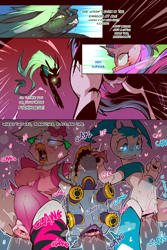 Size: 1200x1800 | Tagged: explicit, artist:cold-blooded-twilight, queen chrysalis, twilight sparkle, comic:nnn, abdominal bulge, balls, blushing, breasts, canine vulva, changeling, clitoris, cold blooded twilight, comic, dialogue, fangs, female, five nights at freddy's, futa, g4, gaping, genitals, glamrock chica, glow, glowing eyes, goddard, heart, imported from twibooru, intersex, jenny wakeman, lolicon, long hair, long tongue, my life as teenage robot, nipples, no nut november, nudity, panting, robot, rule 63, sex, shivering, slit pupils, spread legs, spreading, the adventures of jimmy neutron, tongue out, underage, vulva