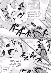 Size: 1763x2500 | Tagged: explicit, artist:manyb_nyora, sweetie belle, oc, age difference, black and white, censored, comic, crotchboobs, doujin, female, filly, foal, foalcon, g4, grayscale, horsecock, i've been a little b, imported from derpibooru, male, monochrome, nipples, nudity, penis, pony, s sukoshi b bouken shichatta, sex, stallion, stallion on filly, straight, translation, unicorn, vagina, vaginal secretions, vulva