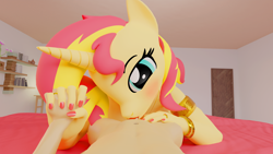 Size: 5760x3240 | Tagged: explicit, artist:pyp, 3d, age difference, alternate angle, alternate version, anthro, armlet, banned from derpibooru, blender, blender cycles, blowjob, blushing, bracelet, breasts, child, clothes, deepthroat, holding hands, imported from twibooru, jewelry, lingerie, lipstick, looking at you, male, male pov, nail polish, necklace, nudity, offscreen character, on back, oral, part of a set, penis, plantigrade anthro, pov, ring, sex, shotacon, small penis, straight, straight shota, sunset shimmer, twibooru original, underage, unicorn