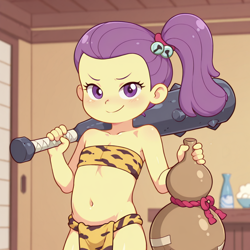 Size: 1024x1024 | Tagged: suggestive, ai content, bra, child, clothes, costume, equestria girls, female, imported from twibooru, lily pad (equestria girls), lolicon, oni, solo, solo female, underage, underwear, young
