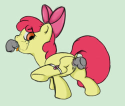 Size: 1846x1569 | Tagged: explicit, artist:alazak, apple bloom, blank flank, blowjob, crying, disembodied penis, earth pony, female, foalcon, g4, group sex, imported from derpibooru, looking back, male, nudity, oral, penis, pony, raised leg, sex, sex toy, spitroast, straight, threesome, vaginal, vibrator, vulva