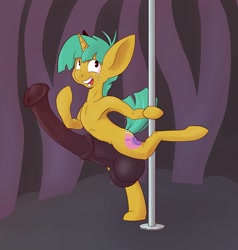 Size: 2771x2912 | Tagged: explicit, artist:postscripting, big penis, foalcon, g4, horsecock, imported from derpibooru, impossibly large balls, impossibly large penis, male, nudity, penis, pole dancing, snails, solo, solo male