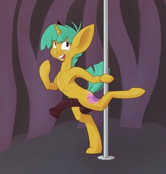 Size: 2493x2620 | Tagged: explicit, artist:postscripting, foalcon, g4, horsecock, imported from derpibooru, male, nudity, penis, pole dancing, snails, solo, solo male
