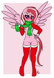 Size: 1440x2057 | Tagged: explicit, artist:ponynamedmixtape, oc, anthro, clothes, female, imported from twibooru, lolicon, nudity, oc name needed, pegasus, pony, scarf, solo, underage, unguligrade anthro, vulva