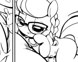 Size: 1056x842 | Tagged: explicit, artist:moka, silver spoon, female, foalcon, g4, glasses, grayscale, imported from derpibooru, male, monochrome, straight