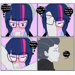 Size: 3000x3000 | Tagged: explicit, grimdark, artist:inuyuru, twilight sparkle, comic:taming the tutor, ball sucking, balls, balls fetish, banned from derpibooru, blowjob, blushing, bondage, bound, breasts, comic, commission, dialogue, equestria girls, female, fetish, heart eyes, high res, implied timber spruce, imported from twibooru, infidelity, just the tip, male, mind control, nudity, oral, penis, penis on face, rape, rumble, sci-twi, sex, shotacon, speech bubble, straight, straight shota, straps, thought bubble, underage, wingding eyes
