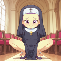Size: 1024x1024 | Tagged: safe, ai content, child, clothes, equestria girls, female, imported from twibooru, lily pad (equestria girls), loincloth dress, lolicon, nun, nun outfit, solo, solo female, underage, young