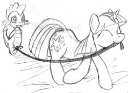 Size: 1000x722 | Tagged: explicit, artist:tg-0, spike, twilight sparkle, bondage, dragon, duo, female, femdom, foalcon, g4, imported from derpibooru, leash, leashed penis, male, malesub, monochrome, nudity, penis, pony, ship:twispike, shipping, sketch, straight, submissive, twidom, unicorn, unicorn twilight