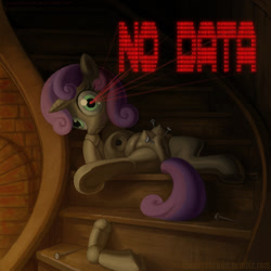Size: 646x646 | Tagged: explicit, semi-grimdark, artist:fakedog, sweetie belle, crotchboobs, female, filly, foal, foalcon, g4, hooves, horn, imported from derpibooru, modular, nails, nipples, nudity, pony, robot, robot gore, robot pony, sexbot, solo, solo female, sweetie bot, text, unicorn, vulva