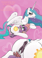 Size: 1000x1400 | Tagged: explicit, artist:smudge proof, princess celestia, spike, aftersex, alicorn, anus, blushing, butt, clothes, commission, cowgirl position, creampie, crossdressing, cum, dock, femdom, foalcon, g4, garter belt, hemipenis, imported from derpibooru, legwear, male, malesub, missing accessory, nudity, on back, panting, pink, plot, ponut, pony, sassy, sex, ship:spikelestia, sissyfication, small penis, socks, stockings, straight, submissive, thigh highs, vaginal, vulva